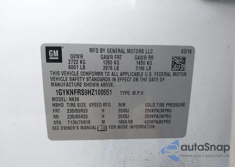 2017 Cadillac Xt5 Platinum from USA, damaged, VIN 1GYKNFRS9HZ100651